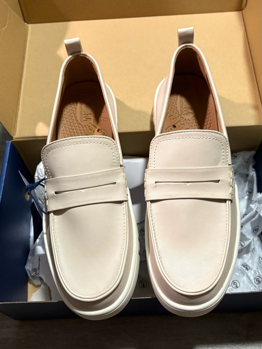 Slip-On Penny Loafers in Cream